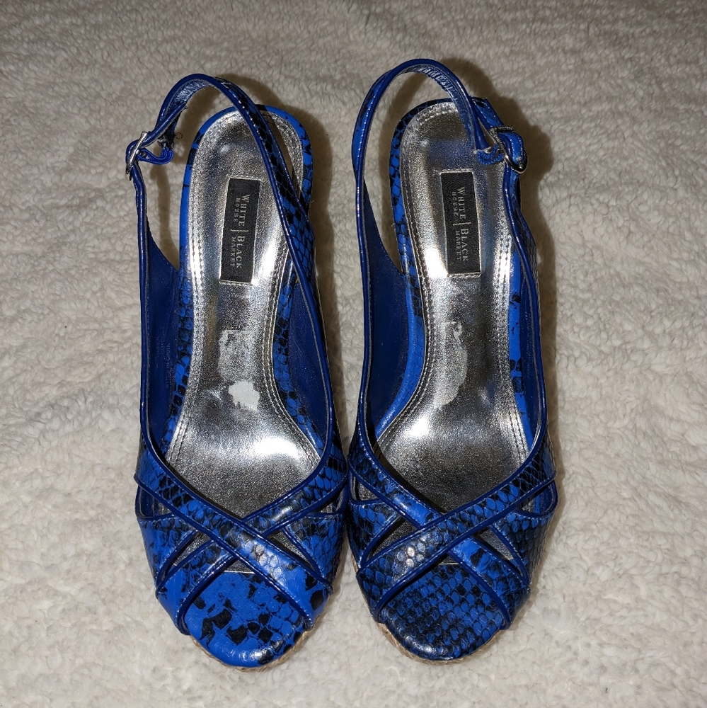 WHBM blue snakeskin espadrilles
